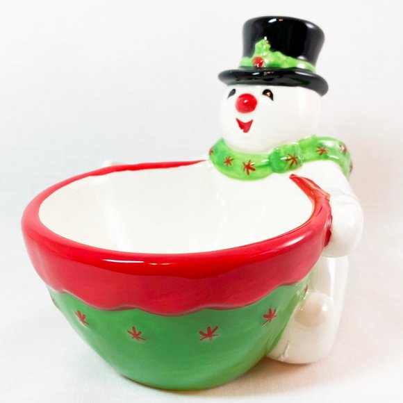 Christmas Snowman Dip Cheese Ball Bowl Retro Christmas Party  Boston Warehouse - Picture 2 of 7